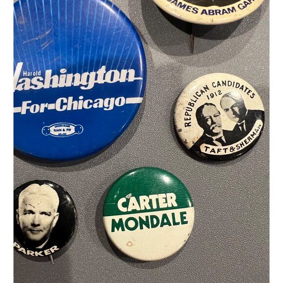 Vintage Lot of Presidential & Mayoral Elections Metal Pinbacks, Chicago, Taft - Picture 5 of 7